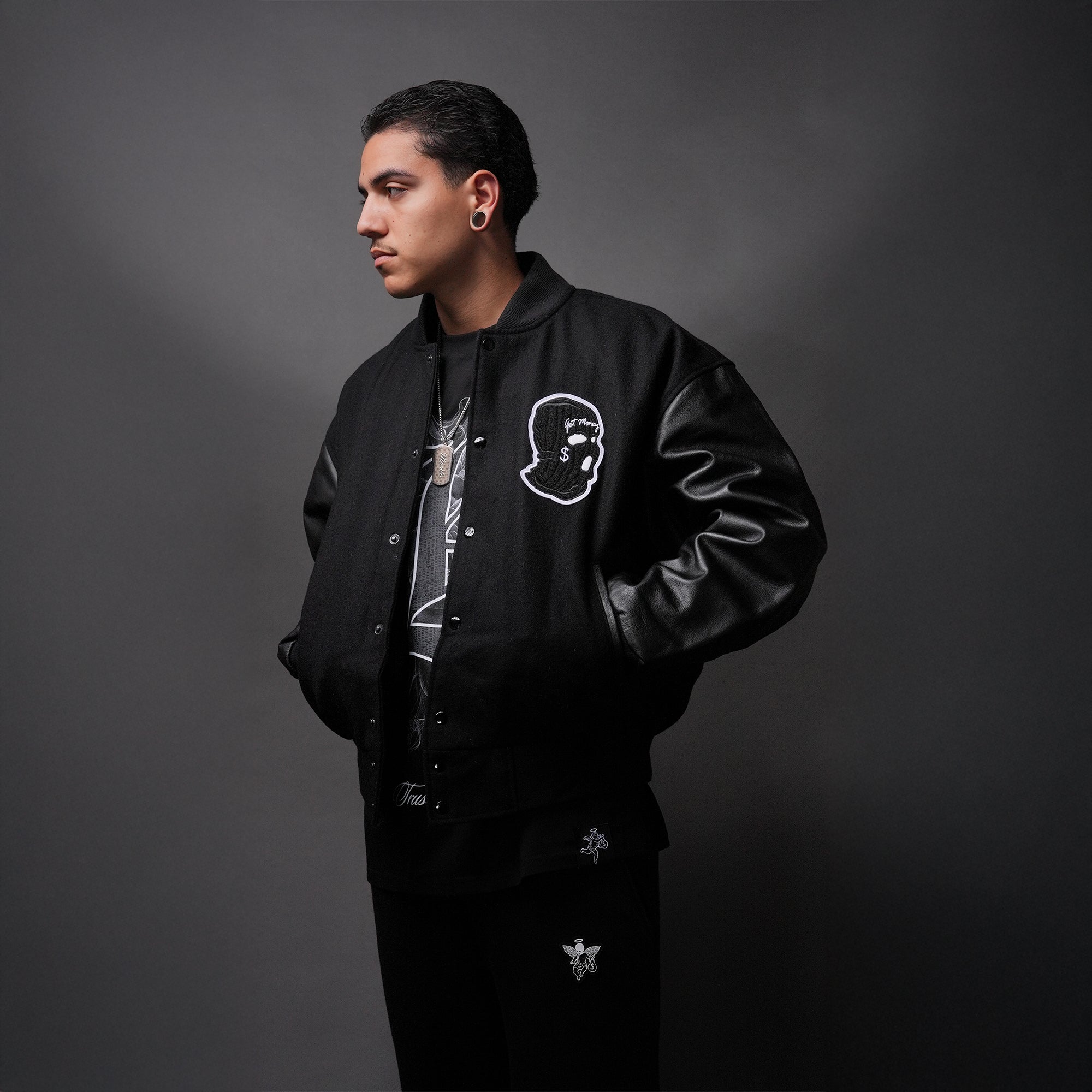 Skimask Black Letterman Jacket