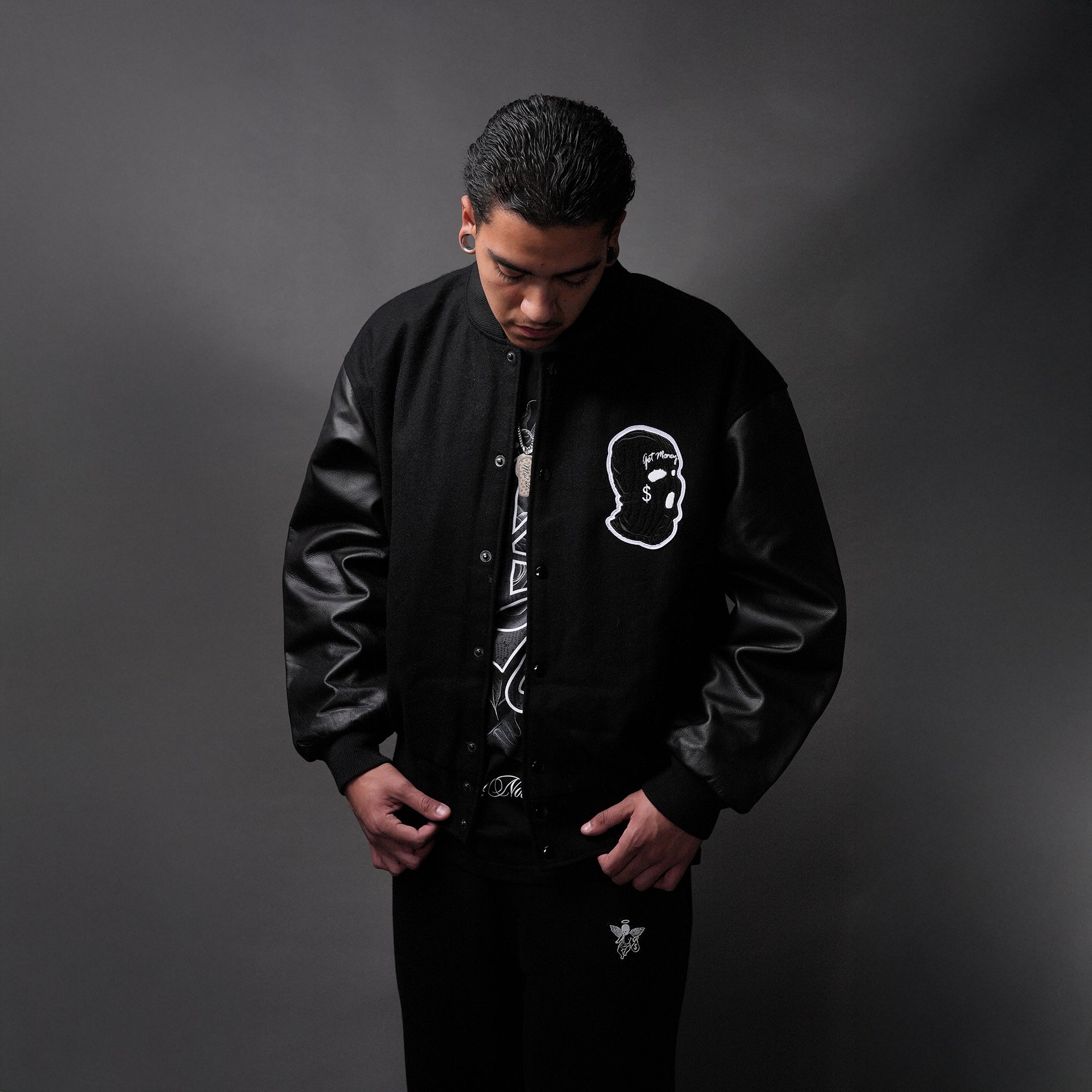 Skimask Black Letterman Jacket